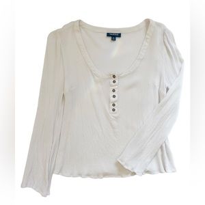 ✨ModCloth✨ Off White Scoop Neck Long Sleeve Top Size M